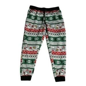 Berkley Jensen Festive Sherpa Lined Bonded Jogger Large NWT Seasonal Print